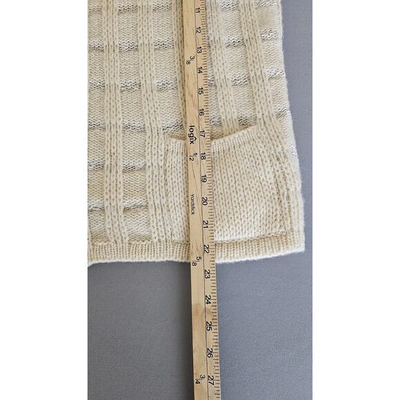 Vintage Cyril Cullen Wool Blend Cardigan Sweater Ireland White Cream Button - Picture 8 of 10